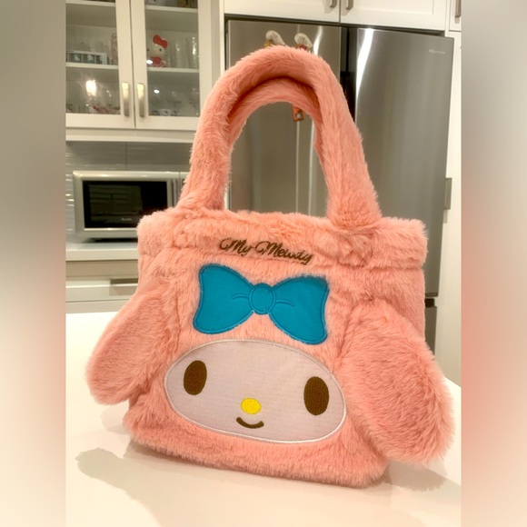 🎀🩷🧸 New Cute 🩷 My Melody Faux Fur Small Tote Bag 🧸🩷🎀 - Picture 1 of 11
